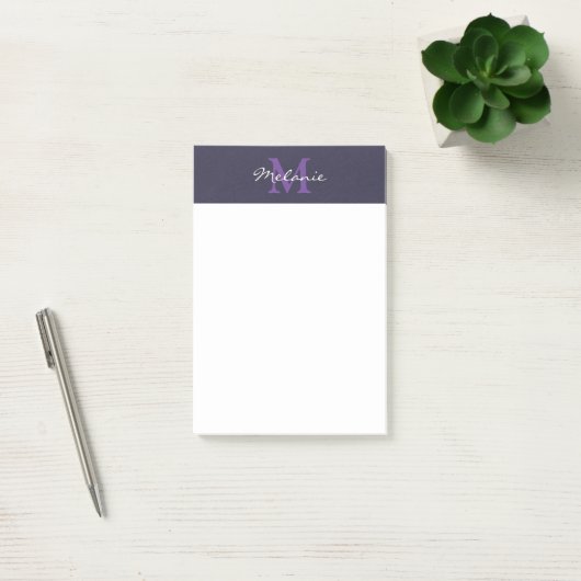 Modern Monogram Indigo Blue und Lavender Post-it Klebezettel (Büro)