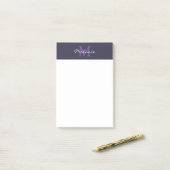 Modern Monogram Indigo Blue und Lavender Post-it Klebezettel (Auf Schreibtisch)