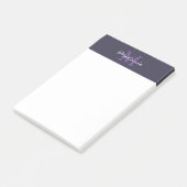 Modern Monogram Indigo Blue und Lavender Post-it Klebezettel (angewinkelt)