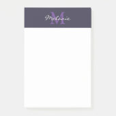 Modern Monogram Indigo Blue und Lavender Post-it Klebezettel (Vorderseite)