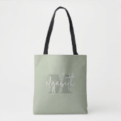 Modern Monogram Individuelle Name Sage Green Tasche (Vorderseite)