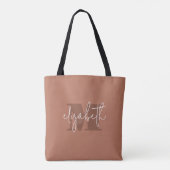 Modern Monogram Individuelle Name Terracotta Tasche (Rückseite)