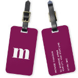 Modern Monogram Initial<br><div class="desc">Moderne Kleinschreibung Typografie minimalistisches Monogramm Initialdesign, das in Personalisierung umgewandelt werden kann, zusammen mit den Details auf der Rückseite. Weiß auf bordeauxfarbenem Hintergrund.</div>