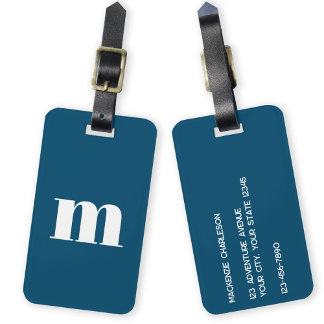 Modern Monogram Initial Aquamarin Green Gepäckanhänger