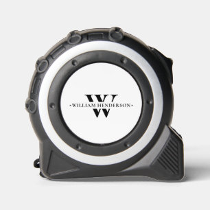Modern Monogram Initial Beruflich Schwarz-weiß Maßband
