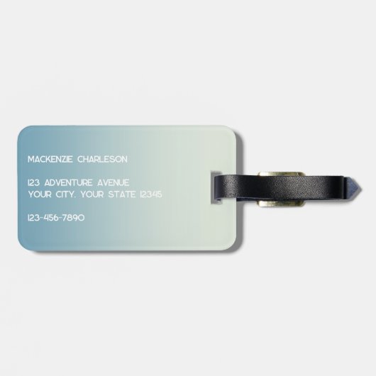 Modern Monogram Initial Blue Gradient Gepäckanhänger (Rückseite horizontal)