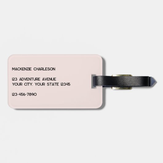 Modern Monogram, Initial Blush Pink Gepäckanhänger (Rückseite horizontal)