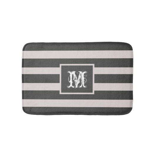 Modern Monogram, Initial Chic Einfach grau gestrei Badematte (Vorderseite)