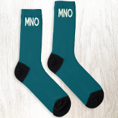 Modern Monogram Initial Drop Shadow Aquamarin Gree Socken