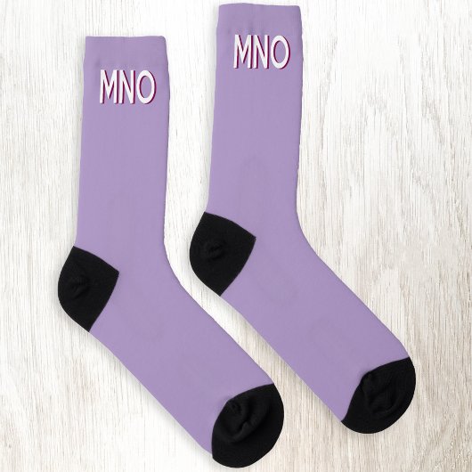Modern Monogram Initial Drop Shadow Lilac Socken