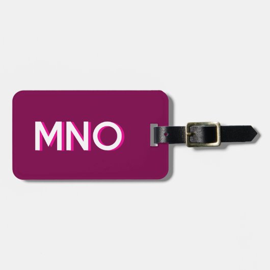 Modern Monogram, Initial Dunkelrosa Burgundy Gepäckanhänger (Vorderseite horizontal)