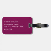 Modern Monogram, Initial Dunkelrosa Burgundy Gepäckanhänger (Rückseite horizontal)