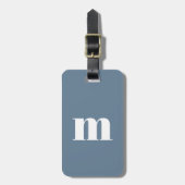 Modern Monogram Initial Dusty Blue Gray Gepäckanhänger (Vorderseite vertikal)