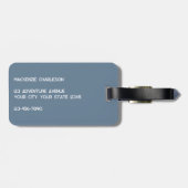 Modern Monogram Initial Dusty Blue Gray Gepäckanhänger (Rückseite horizontal)