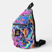 Modern Monogram Initial Elegant Stilvolles Muster Crossbody Bag (Rechte Ecke)