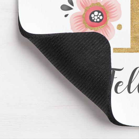 Modern Monogram, Initial Girly Pink Floral Mousepad (Ecke)