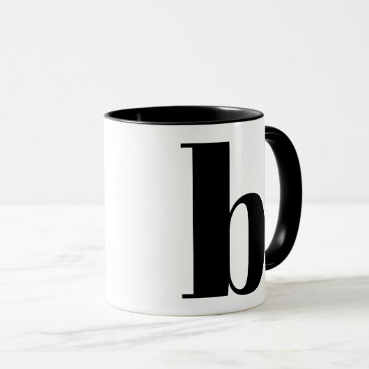 Modern Monogram Initial Letter Black and White B Tasse (VorderseiteRechts)