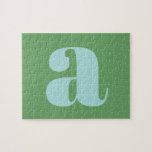 Modern Monogram Initial Letter Blue und Green Puzzle<br><div class="desc">Niedliches modernes Monogramm in hellblau und grün</div>