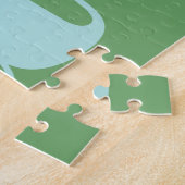 Modern Monogram Initial Letter Blue und Green Puzzle (Seite)