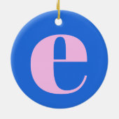 Modern Monogram Initial Letter Bright Blue Pink Keramik Ornament (Hinten)