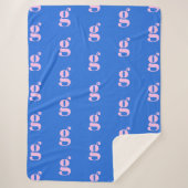 Modern Monogram Initial Letter Bright Blue Pink Sherpadecke (Vorderseite)