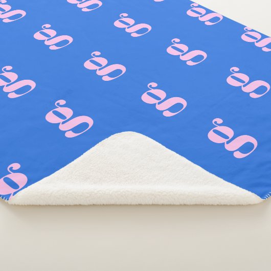 Modern Monogram Initial Letter Bright Blue Pink Sherpadecke (3/4)
