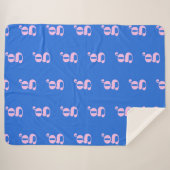 Modern Monogram Initial Letter Bright Blue Pink Sherpadecke (Vorderseite (Horizontal))