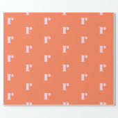 Modern Monogram Initial Letter Bright Orange Pink Geschenkpapier (Flach)