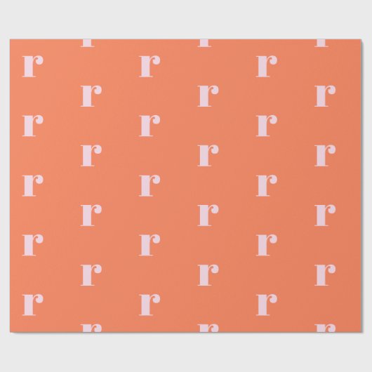 Modern Monogram Initial Letter Bright Orange Pink Geschenkpapier (Flach)