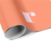 Modern Monogram Initial Letter Bright Orange Pink Geschenkpapier (Rolleneckpunkt)