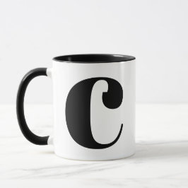 Modern Monogram Initial Letter C Black and White Tasse