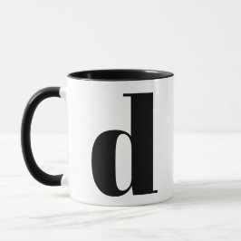Modern Monogram Initial Letter D Black and White Tasse