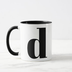 Modern Monogram Initial Letter D Black and White Tasse