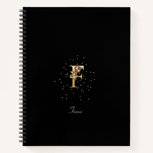 Modern Monogram Initial Letter F Floral Pattern Notizblock (Vorderseite)