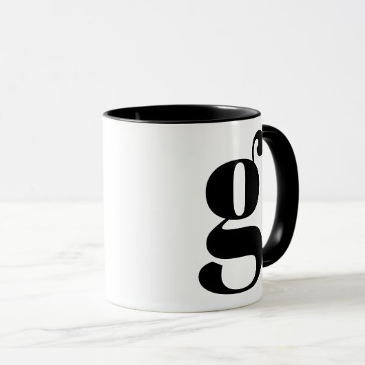 Modern Monogram Initial Letter G Black and White Tasse (VorderseiteRechts)