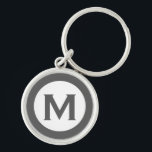 Modern Monogram Initial Letter Gray Schlüsselanhänger<br><div class="desc">Moderner mit Monogramm Schlüsselanhänger mit Monogramm,  zunächst in Grau und Weiß.</div>