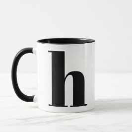 Modern Monogram Initial Letter h Black and White Tasse