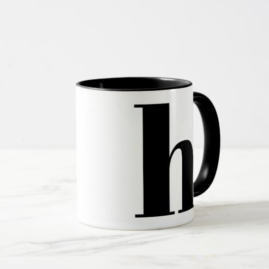 Modern Monogram Initial Letter h Black and White Tasse (VorderseiteRechts)