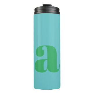Modern Monogram Initial Letter in Blau und Grün Thermosbecher