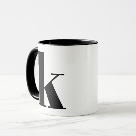 Modern Monogram Initial Letter k Black and White Tasse (Vorderseite Links)
