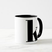 Modern Monogram Initial Letter k Black and White Tasse (VorderseiteRechts)