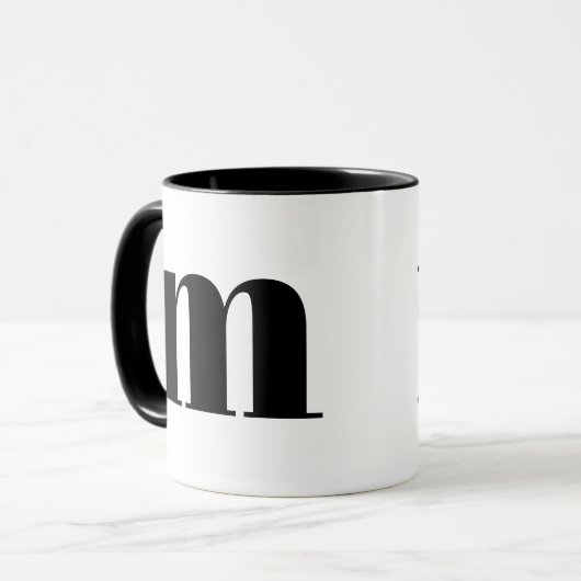 Modern Monogram Initial Letter m Black and White Tasse (Vorderseite Links)
