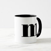 Modern Monogram Initial Letter m Black and White Tasse (VorderseiteRechts)