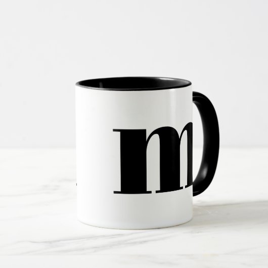 Modern Monogram Initial Letter m Black and White Tasse (VorderseiteRechts)
