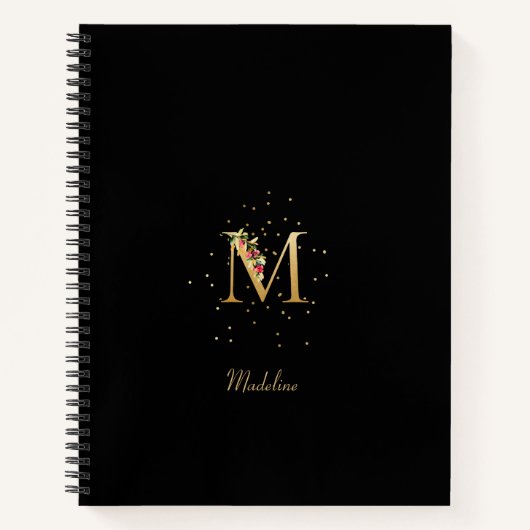 Modern Monogram Initial Letter M Floral Muster Notizblock (Vorderseite)