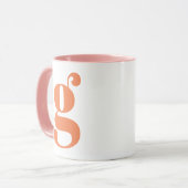 Modern Monogram Initial Letter Orange Pink Tasse (Vorderseite Links)