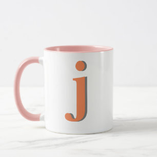Modern Monogram Initial Letter Orange Pink Tasse