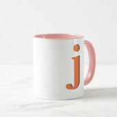 Modern Monogram Initial Letter Orange Pink Tasse (VorderseiteRechts)