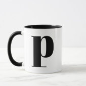 Modern Monogram Initial Letter p Black and White Tasse (Links)
