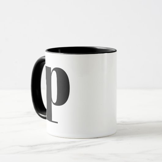 Modern Monogram Initial Letter p Black and White Tasse (Vorderseite Links)